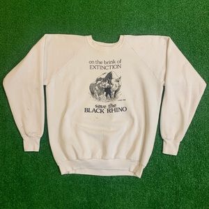 Vintage 80s Black Rhino Extinction Awareness Crew